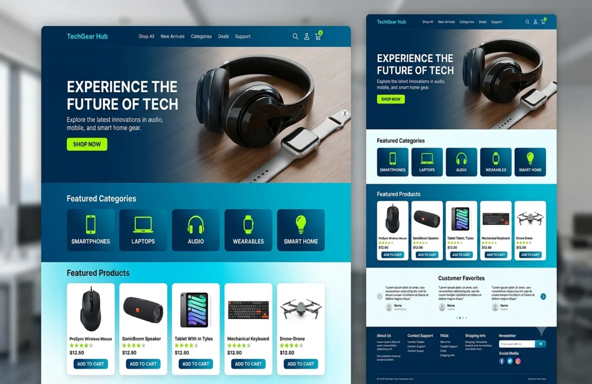 Landing page demostrativa para una tienda de productos tecnológicos